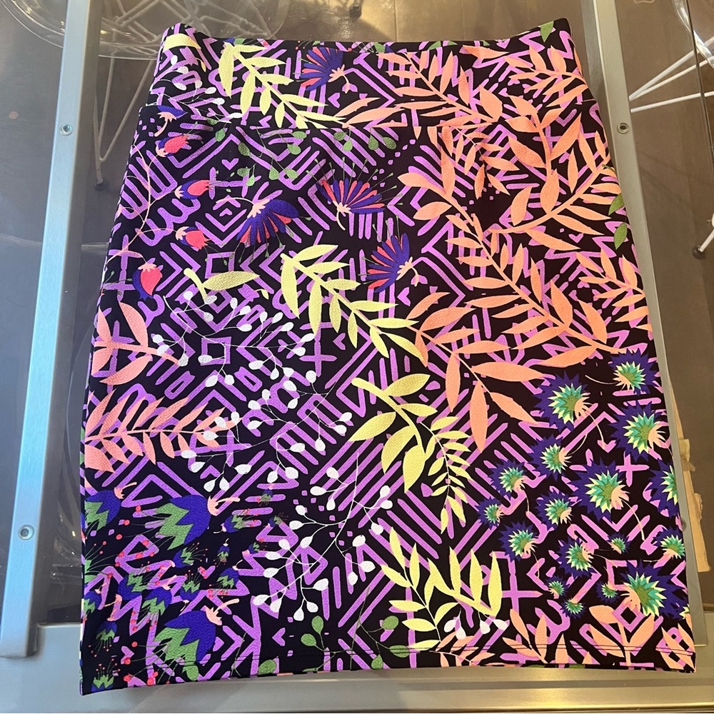 LuLaRoe Vibrant Abstract Pencil Skirt - Pink, Purple, Orange, Green
